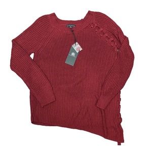 NWT Rock & Republic Lace Up Asymmetrical Knit Sweater / Women’s XL *